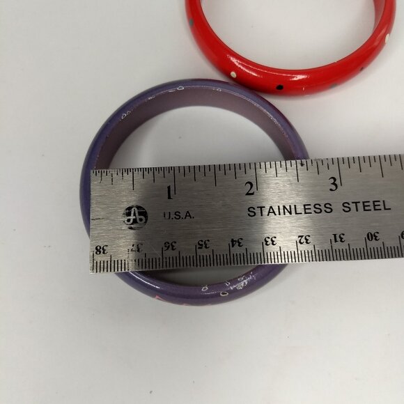 Painted Wood Stacking Bangle Bracelet Lot Purple Red 80s 90s Retro Kidcore Fun - Picture 10 of 15